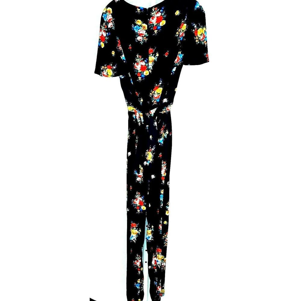 Oasis Women's Jumpsuit‎ Black Short Sleeve Floral Size 18